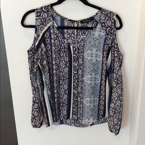 olivaceous size small cut out shoulder blouse